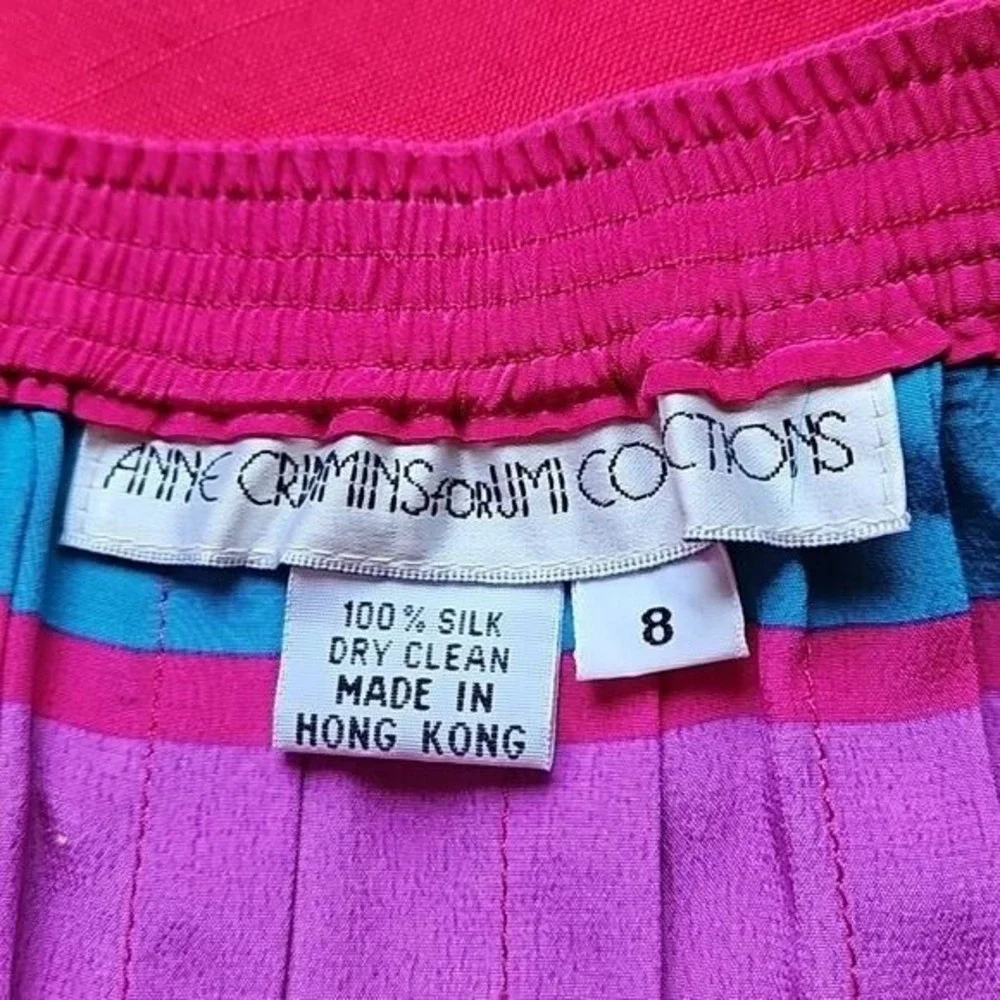 Vintage Anne Crimmins‎ for UMI Hot Pink Bold Stripes Jacket Skirt Suit Size 8